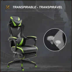 Homcom Vinsetto - Silla Gaming ergonómica verde-negro