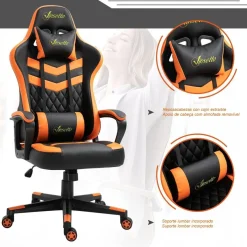 Homcom Vinsetto - Silla Gaming naranja-negro* Videojuegos