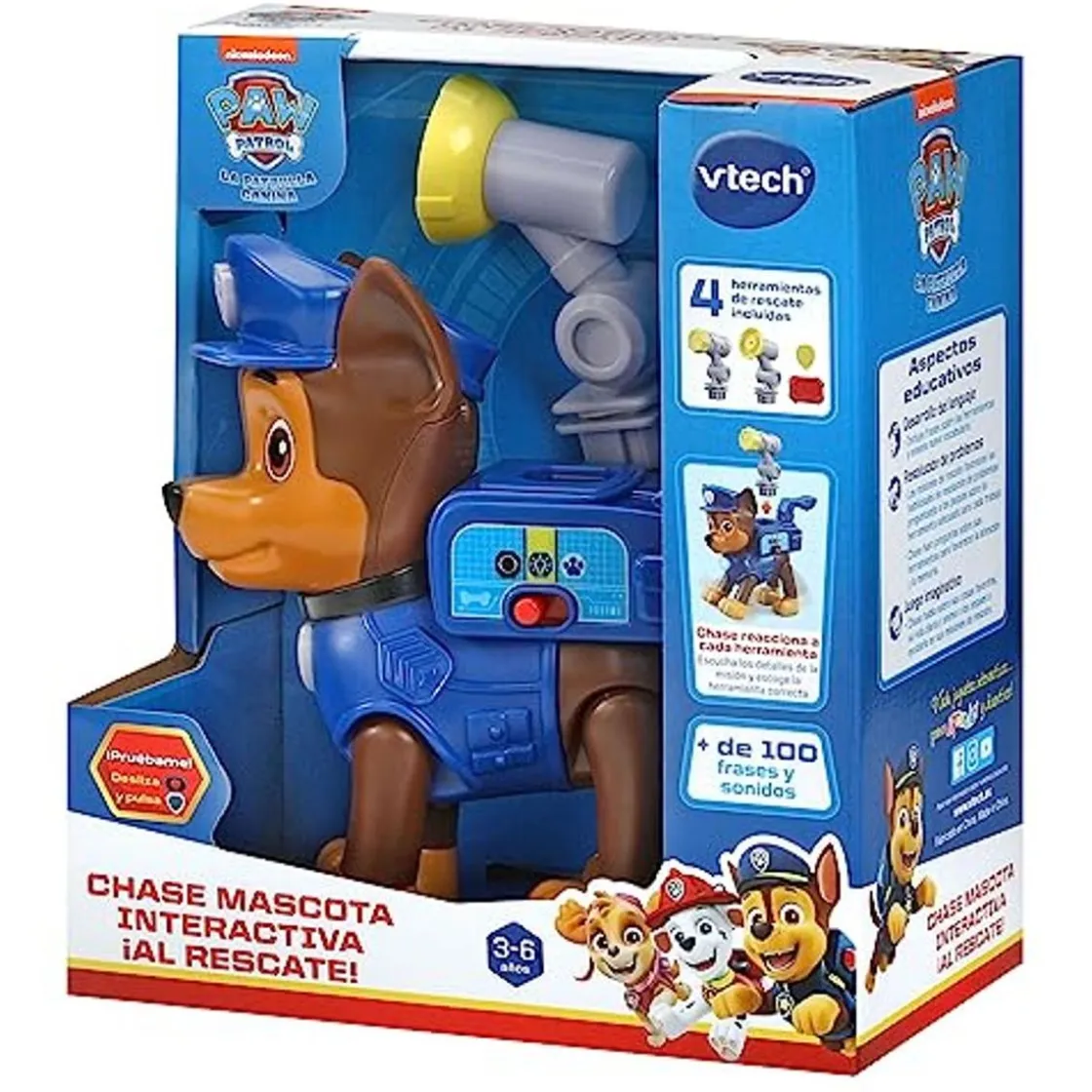 VTECH - Mascota interactiva Chase* Coleccionables Y Mini Mundos