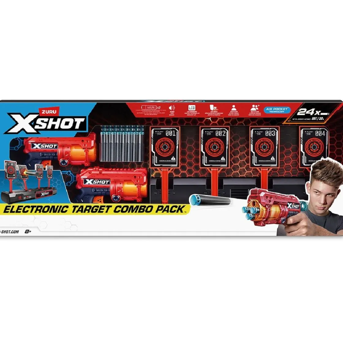 X-SHOT - Diana electrónica + 2 lanzadores Fury 4 + 24 dardos